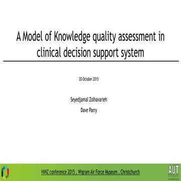 Seyedjamal Zolhavarieh - A model of knowledge quality assessment in clinical ...