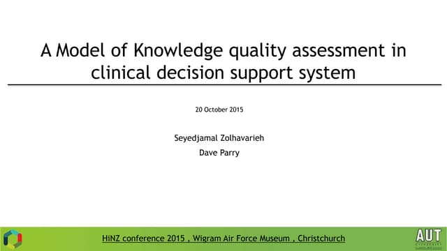 Seyedjamal Zolhavarieh - A model of knowledge quality assessment in clinical ...