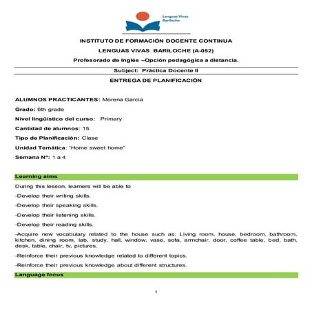 Didactic Unit 2 - Home Sweet Home