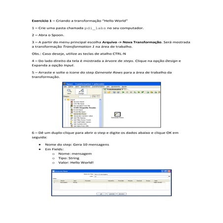 Exercícios - Tutorial ETL com Pentaho Data Integration