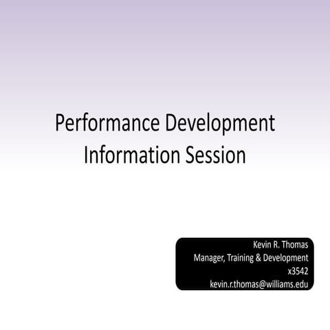 Performance Development Info Session - General Audience