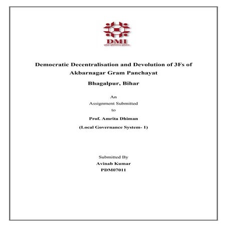 Democratic Decentralization of power | PDF