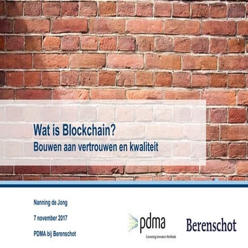 PDMA seminar blockchain - Nanning de Jong Berenschot 20171107