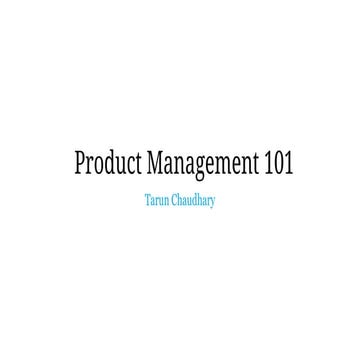 Product Management 101