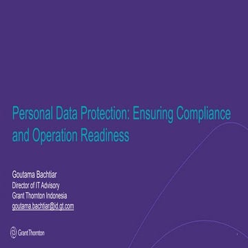 Personal Data Protection: Ensuring Compliance and Operation Readiness