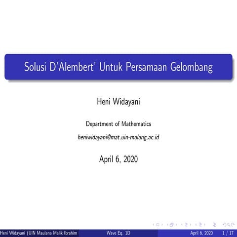 Solusi D'Alembert Pers. Gelombang 1D