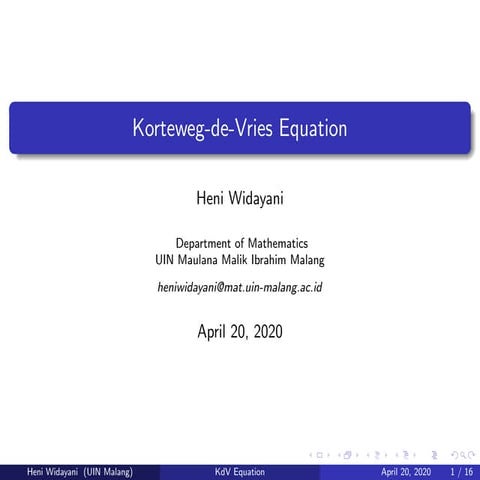 Pers. KdV dan Sine-Gordon