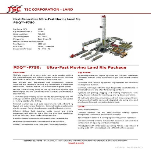 DQ™-F750: Ultra-Fast Moving Land Rig Package | PDF