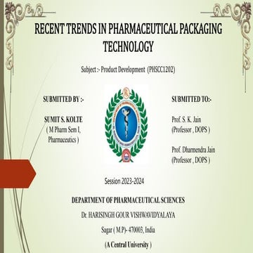 Recent Trends in Pharmaceutical Packaging Technology