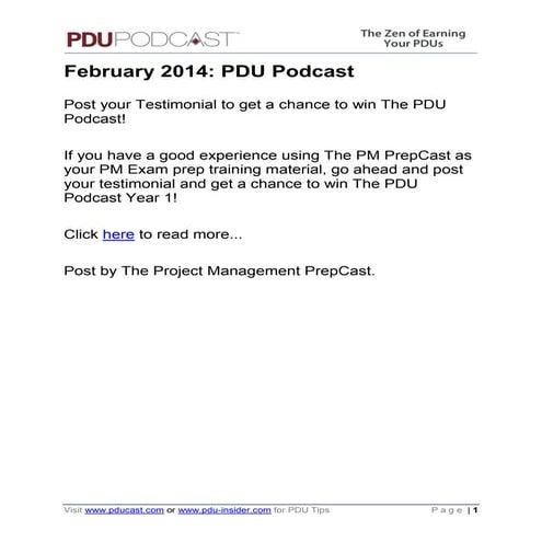 PDU PodCast Feb 2014