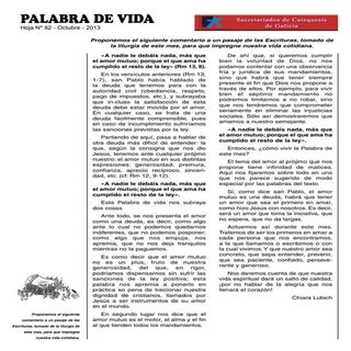 Palabra de Vida y festividades de o...