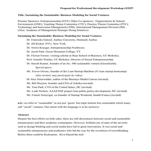 Sustaining the Sustainable (AoM PDW 2013)