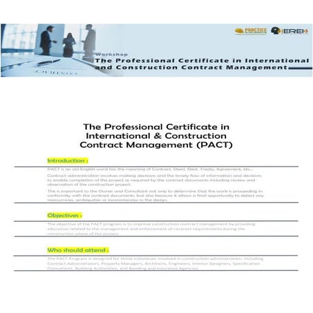 The Professional Certificate in International & Construction Contract Managem...
