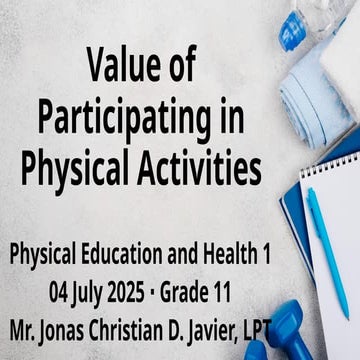 Value of Participating in Physical Activities | PPTX