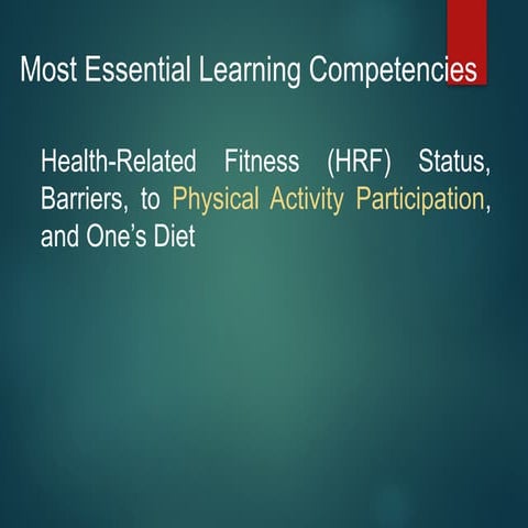 Health Optimizing and Physical Education 1-Health Related Fitness