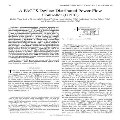 Pe 2010 25-10-a facts device distributed power flow controller
