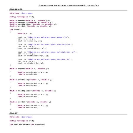 Programação Estruturada 2 - Aula 02 - Código Fonte