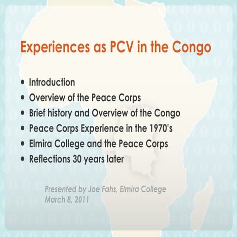 Experiences on Peace Corps in the Congo