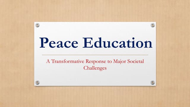 Introduction to Peace Education. By: Mark Oliver Villamayor, RN