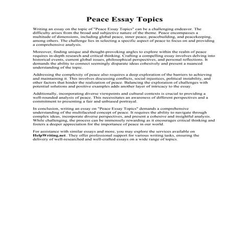 Peace Essay Topics