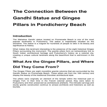 The Connection Between the Gandhi Statue and Gingee Pillars in ...