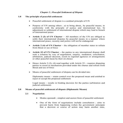 Peaceful settlement of dispute