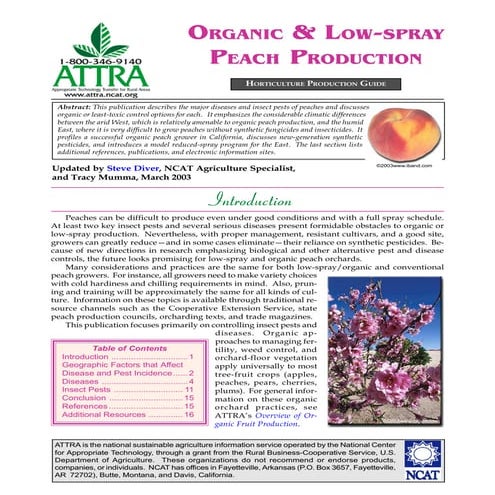 Organic and Low-Spray Peach Production | PDF