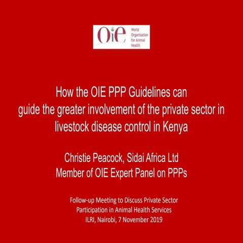 How the OIE PPP Guidelines can guide the greater involvement of the private s...
