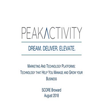 August 21st – SCORE Broward : Marketing and Technology Platforms: What does t...