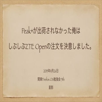 Peak+が出荷されなかった俺はしぶしぶZTE Openの注文を決意しました。