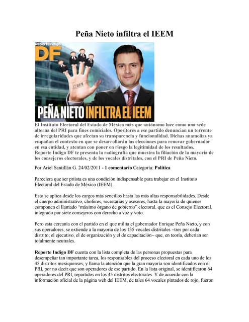 Peña nieto infiltra el ieem