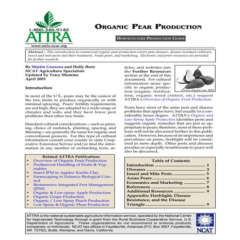 Organic Pear Production | PDF
