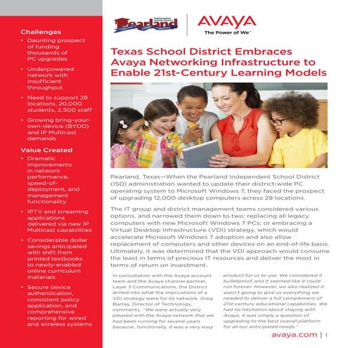 Texas School District Embraces Avaya Networking Infrastructure