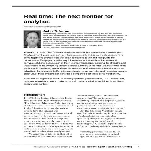 Real time: The next frontier for analytics