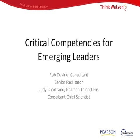 Critical Competencies for Emerging Leaders