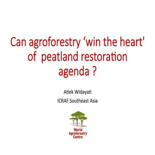 Peatland restoration - role of agroforestry- by Atiek Widayati _ICRAF
