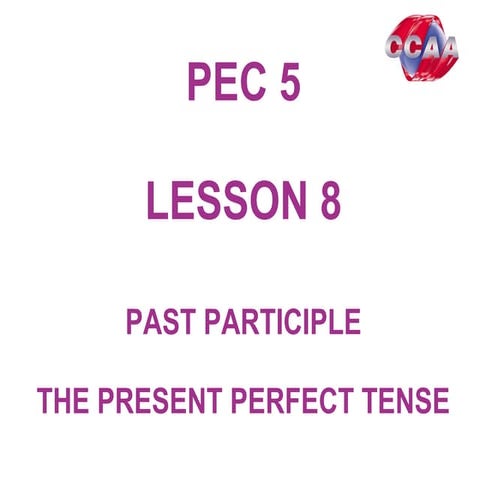 Pec5 lesson8 past participle the present perfect tense