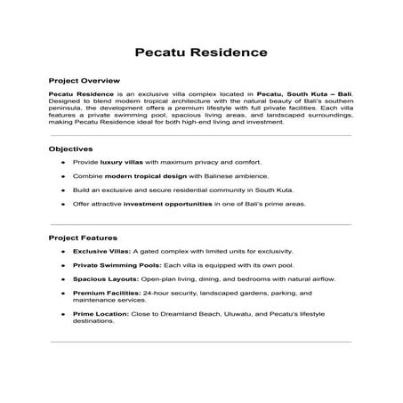 Pecatu Residence Project - South Kuta Badung Bali