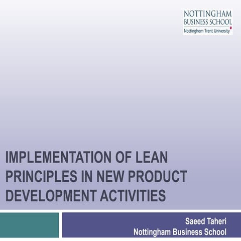 Pecha kucha- project proposal- lean product development