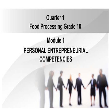 PECS-Food Processing  Grade 10 Entrepreneurial