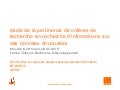 Etude de la pertinence de critères de recherche en recherche d'informations sur des données structurées