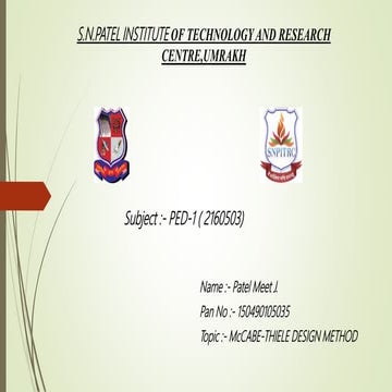 McCABE-THIELE DESIGN METHOD