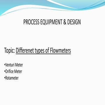 Design Of Flow Meters