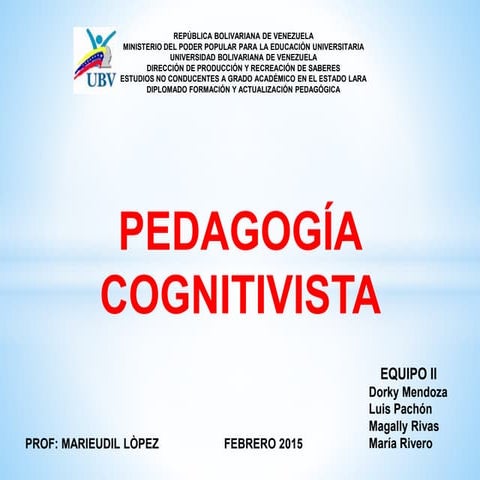 PEDAGOGÍA COGNITIVISTA