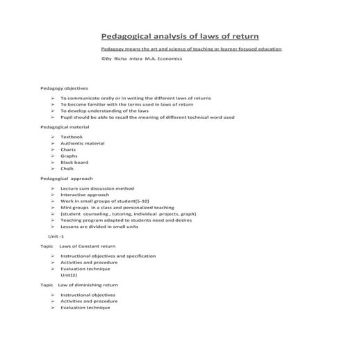 Pedagogical analysis of laws of return