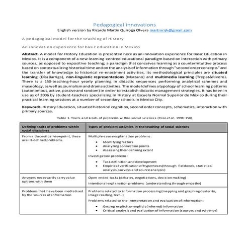 A pedagogical model for the teaching of History