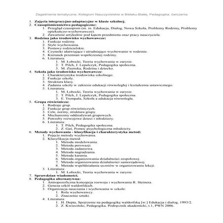 Pedagogika - zagadnienia tematyczne