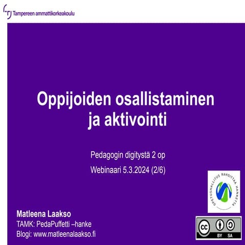 Pedagogin digitystä 5.3.24: Osallistaminen