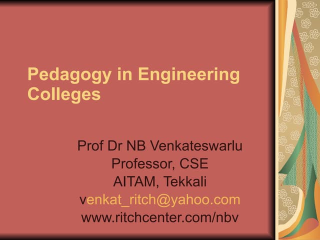 Pedagogy In Engineering Colleges