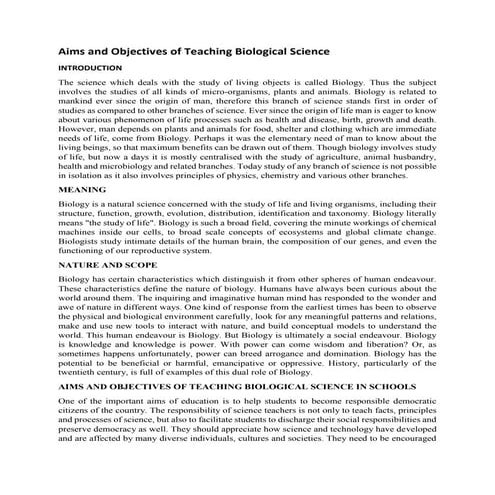 Pedagogy of biological science